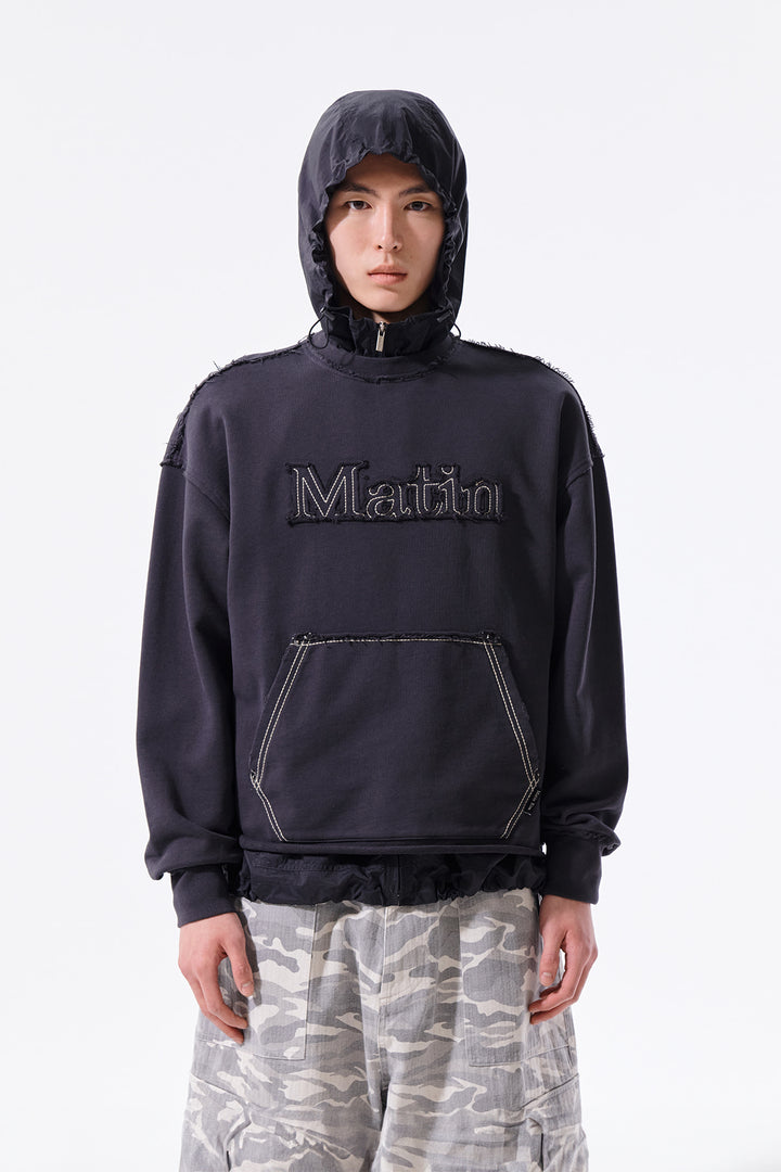 Matin Kim Raw Cut Applique Sweatshirt — Charcoal