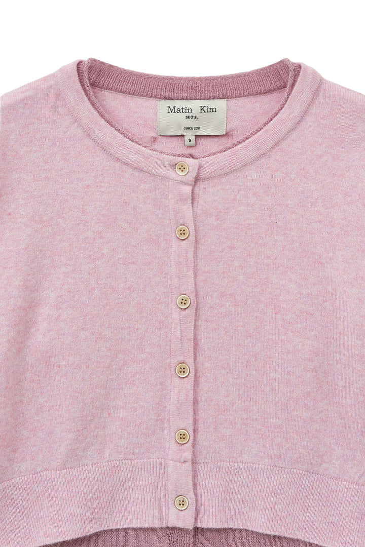 Matin Kim Layered Texture Knit Cardigan in Lilac