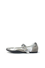 Matin Kim Shirring Point Round Mary Jane — Silver