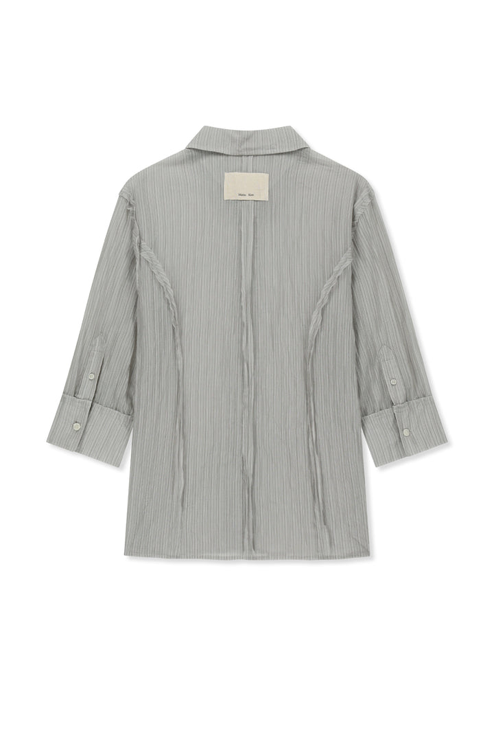 Matin Kim Raw Edge Crinkle Blouse — Light Grey