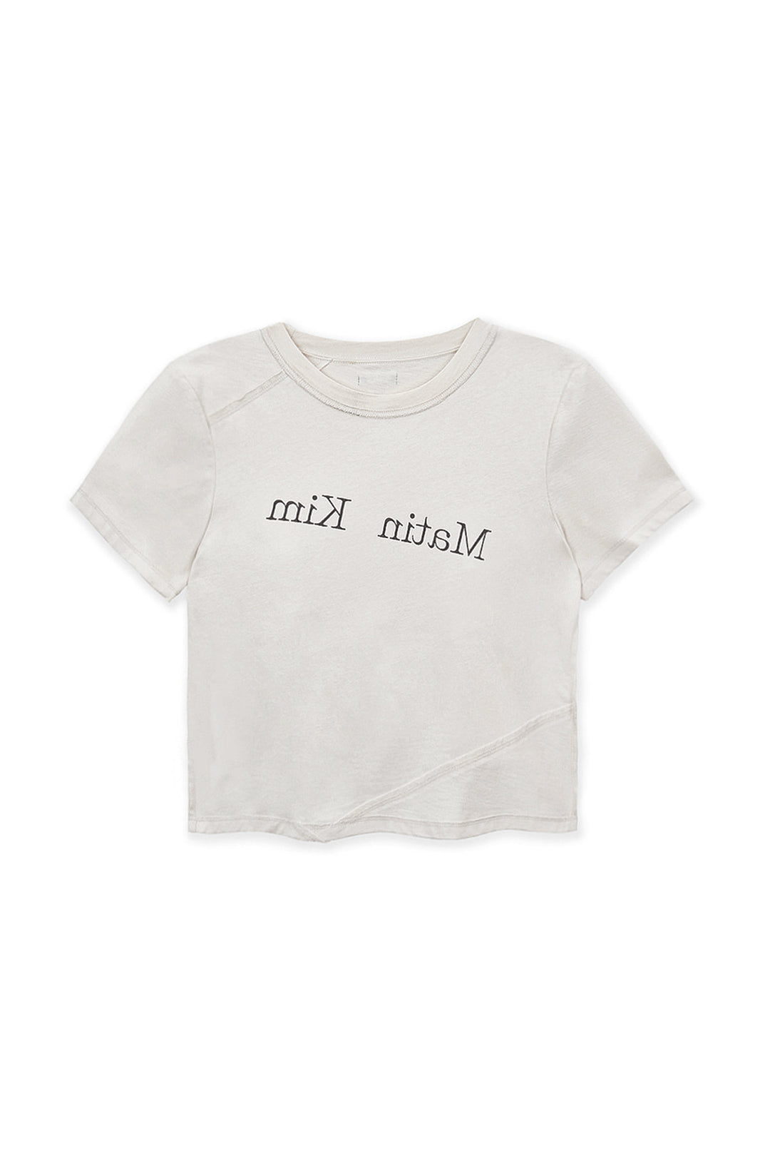 Matin Kim Diagonal Logo Reversible Crop Top — Ivory
