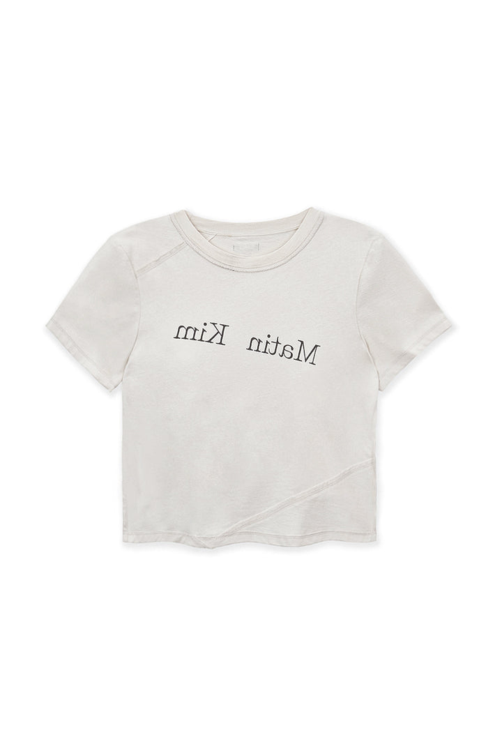 Matin Kim Diagonal Logo Reversible Crop Top — Ivory