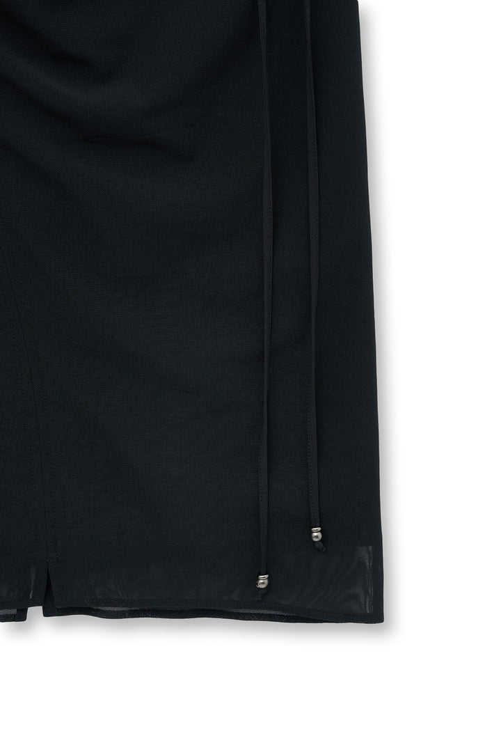Matin Kim Layered String Midi Skirt — Black