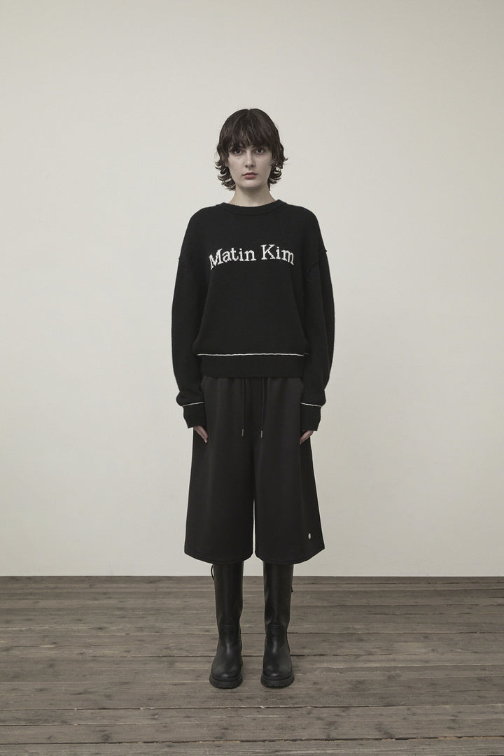 Matin Kim Color Trim Line Logo Pullover — Black