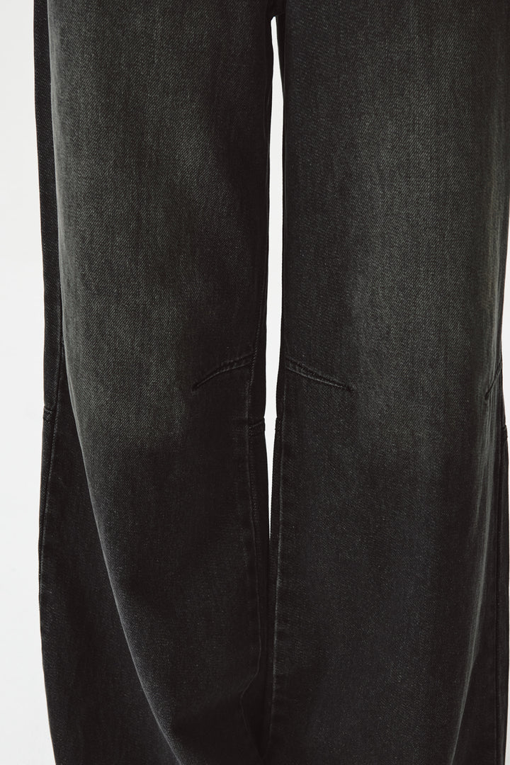 KIMMATIN Knee Point Wide Denim Pants — Gray