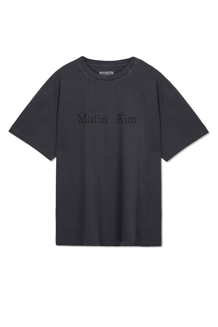 Matin Kim Pigment Logo Top in Dark — Gray