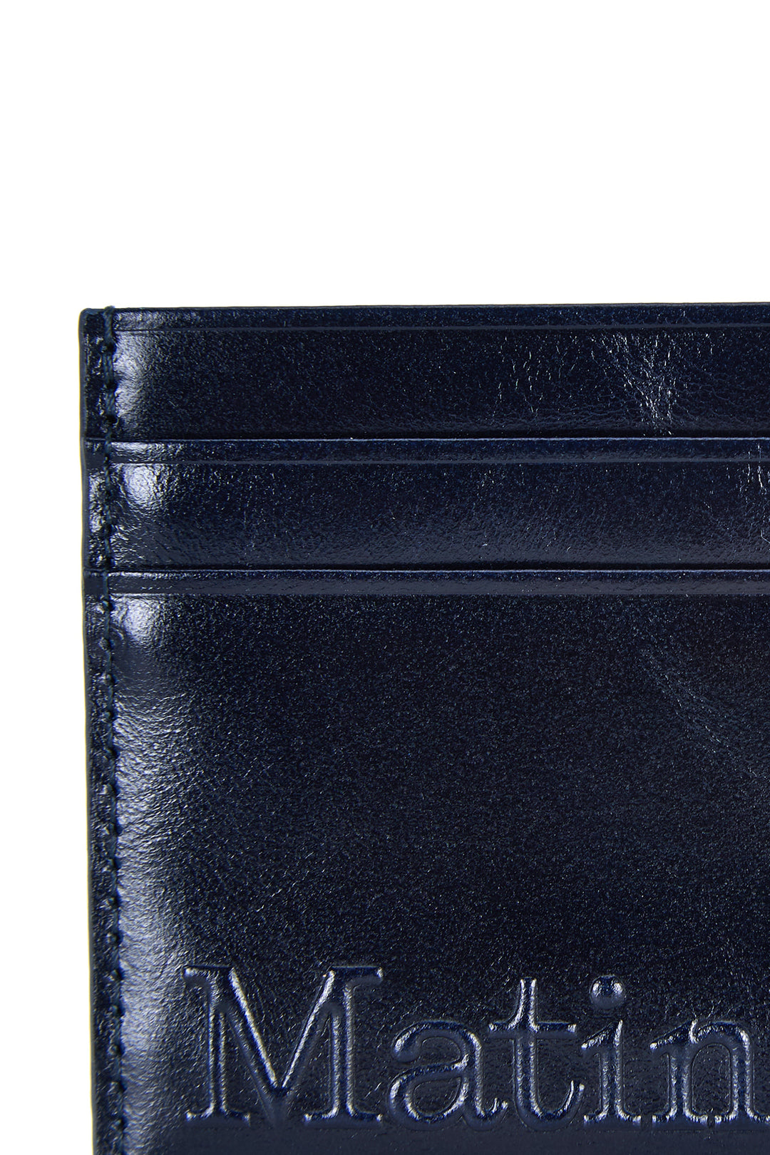 Matin Kim Embossed Logo Card Wallet — Navy blue