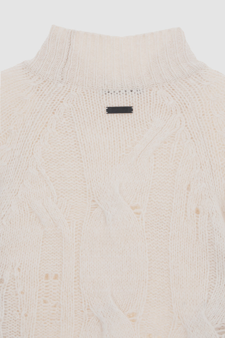 KIMMATIN Oversize Highneck Volume Pullover — Ivory