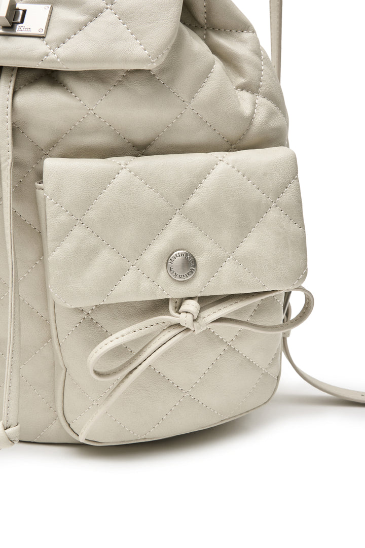 Matin Kim Double Pocket Quilting Backpack — Beige