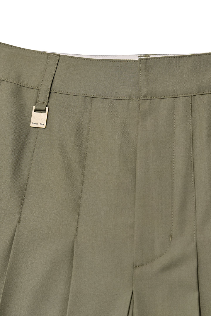 Matin Kim Bermuda Pleats Skirt Pants — Khaki