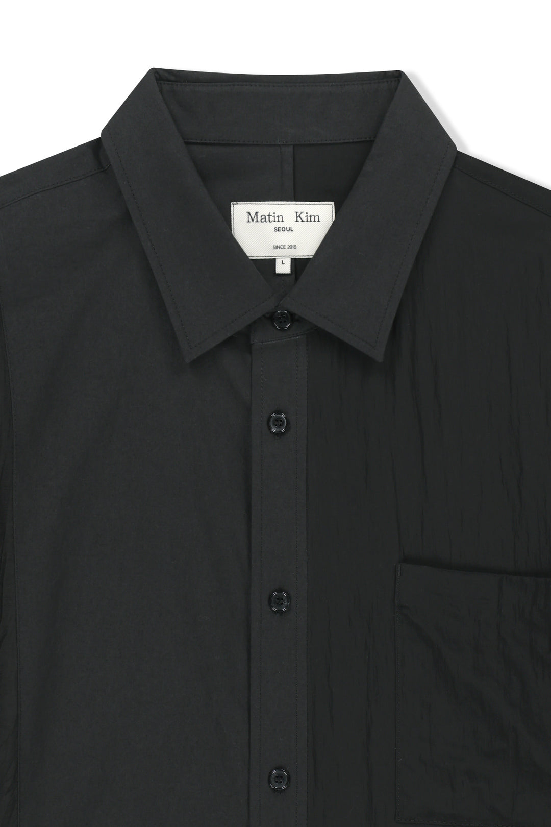 Matin Kim Mixed Panel Over Fit Shirt — Black