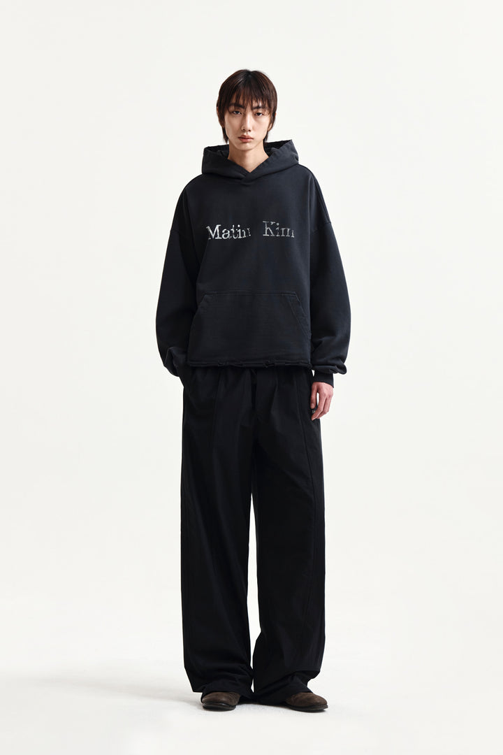 Matin Kim Raw Edge Hem Sweat Hoody — Charcoal