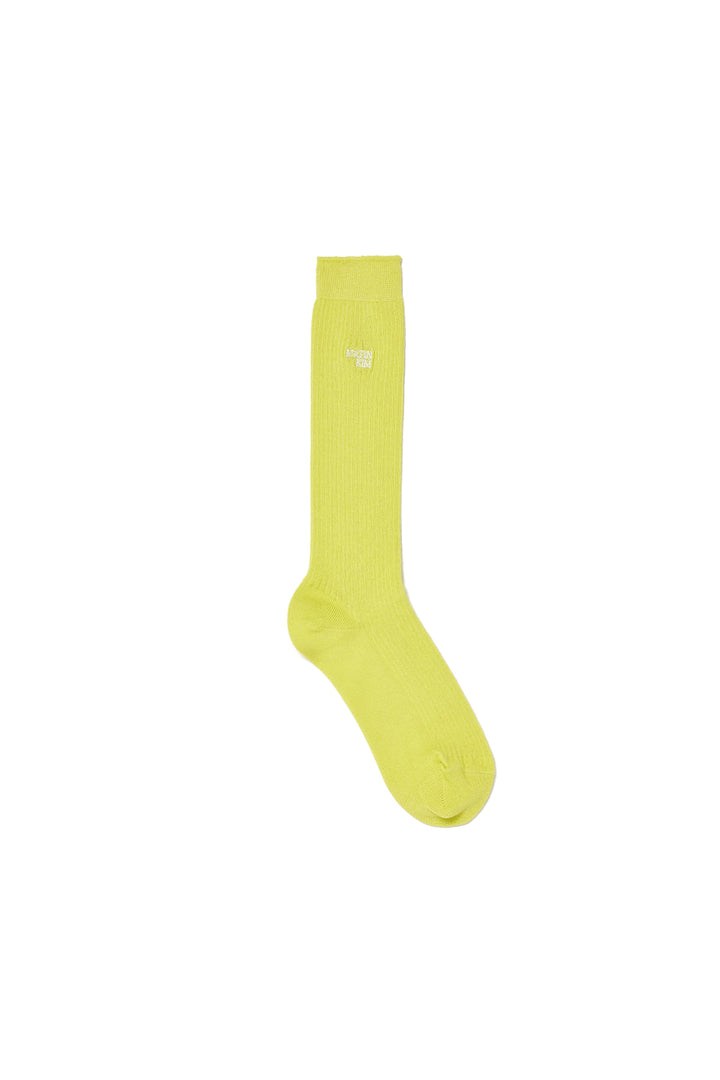 Matin Kim Small Logo Silket Half Socks in Lime