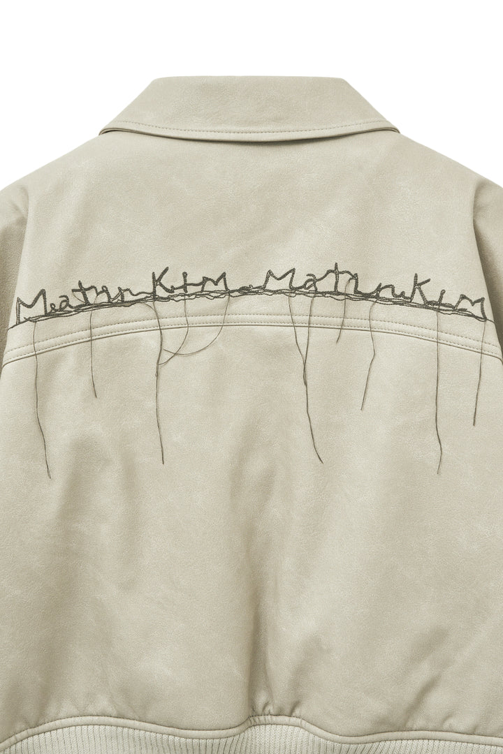 Matin Kim Faux Leather Overshirt — Light Grey