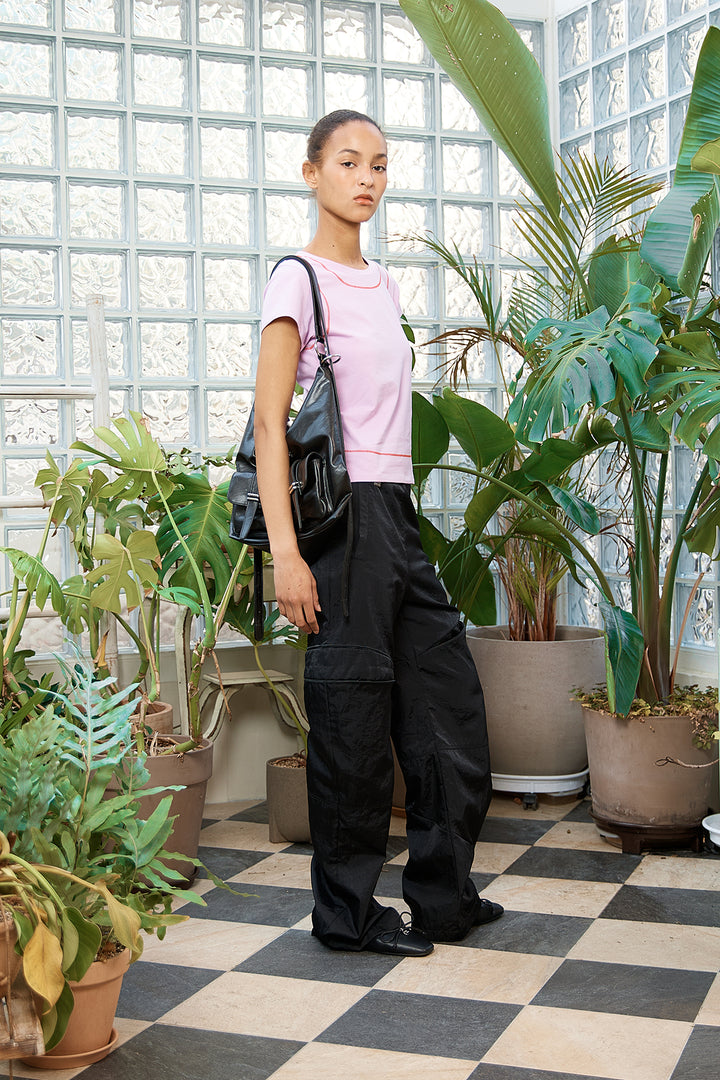 Matin Kim Zipper Detail Nylon Pants — Black