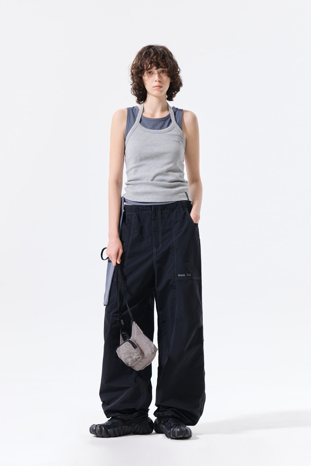 Matin Kim Label Detail Halter Tank — Gray