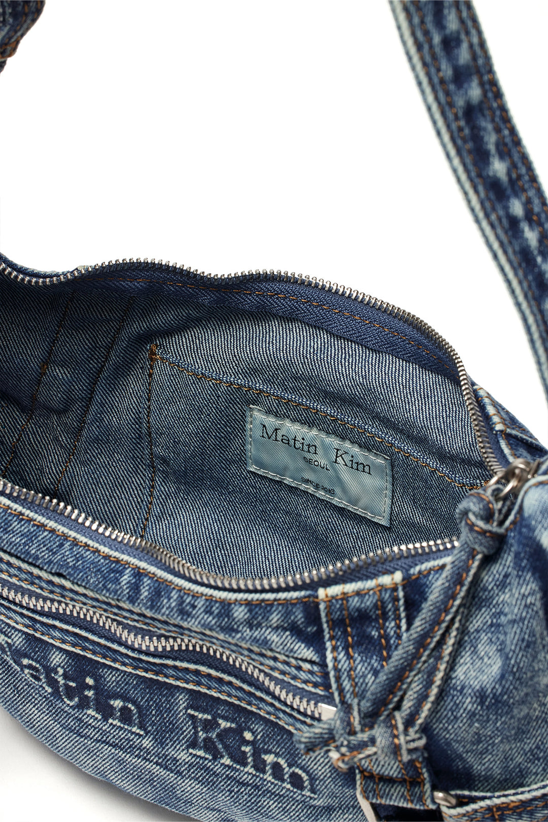 Matin Kim Washed Denim Mini Hobo Bag — Blue