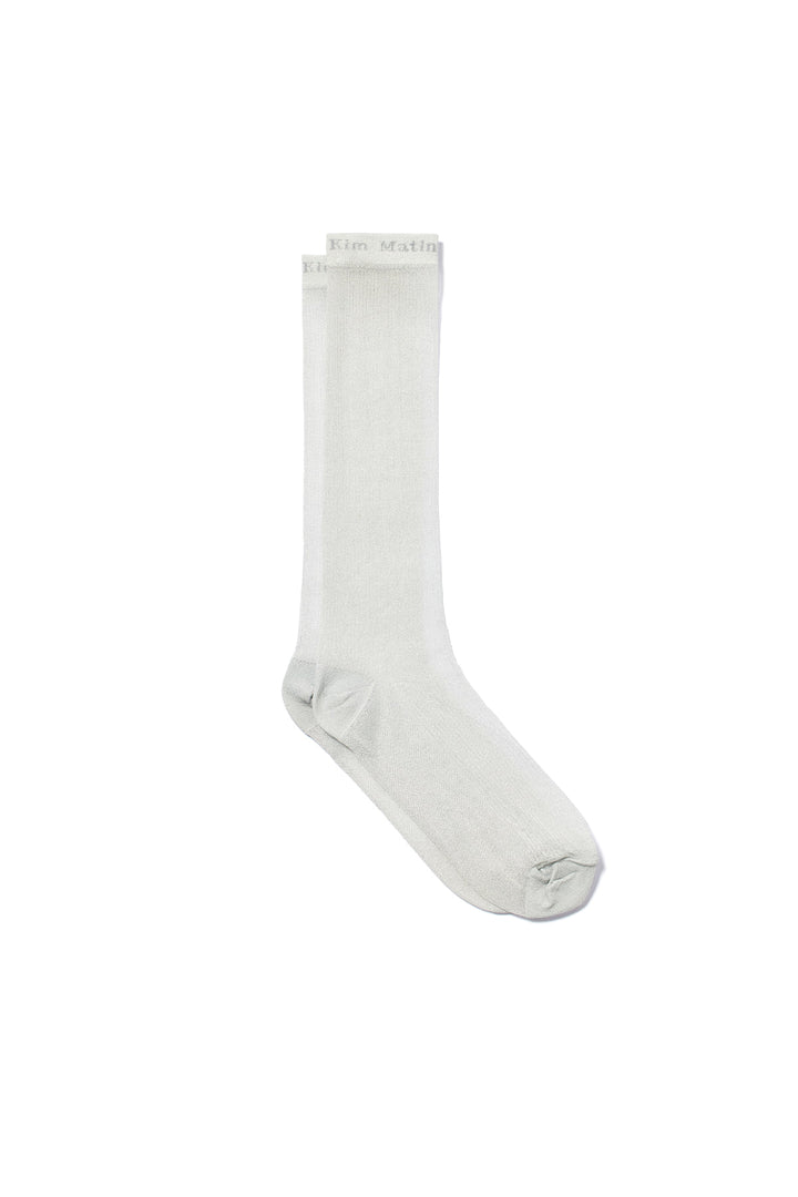 Matin Kim Sheer Glitter Crew Socks — Light Grey