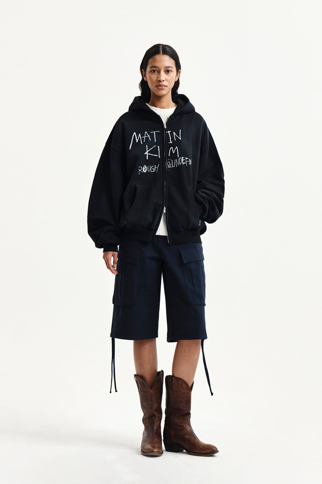 Matin Kim Vintage Washed Graffiti Zip Hoody — Black