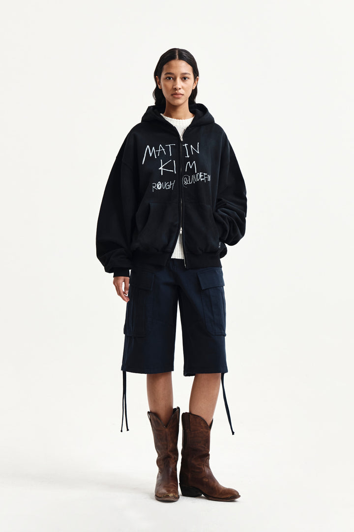 Matin Kim Vintage Washed Graffiti Zip Hoody — Black