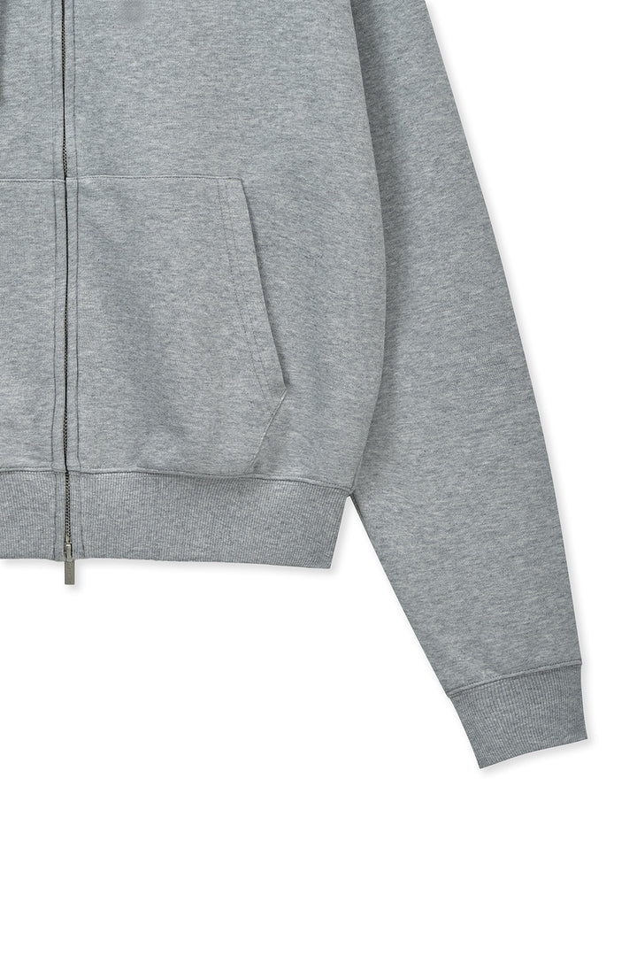 Matin Kim Back Logo Essential Zip Hoodie — Gray