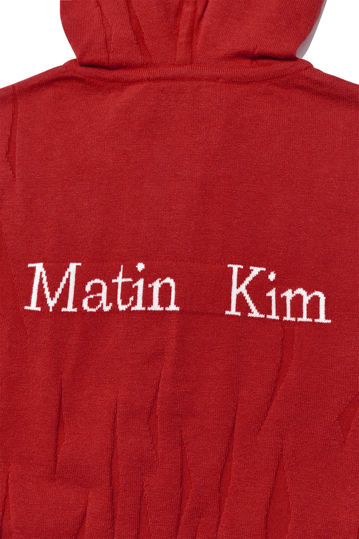 Matin Kim Wrinkle Hoody Button Knit Vest — Red