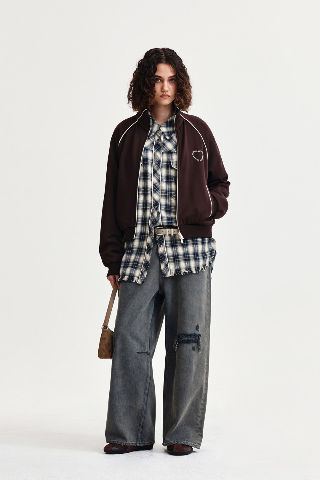 Matin Kim Heart Logo Track Jumper — Brown