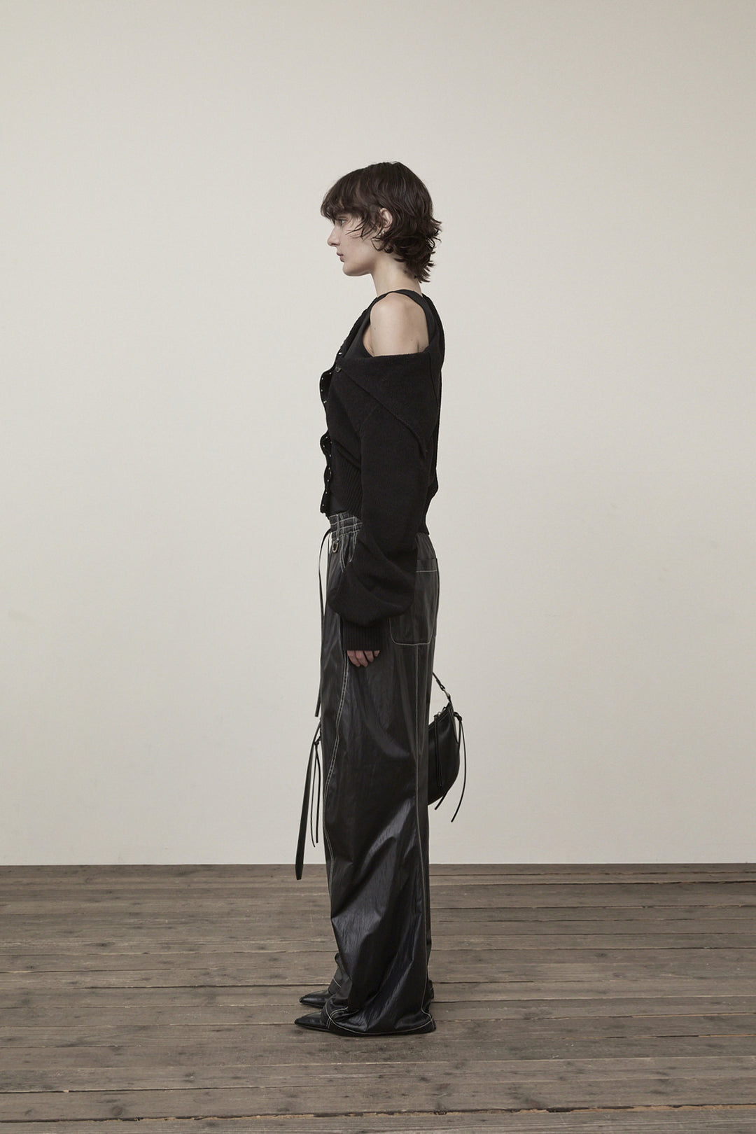 Matin Kim Glossy Banding Track Pants — Black