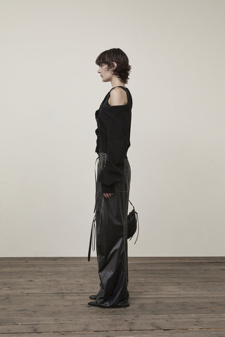 Matin Kim Glossy Banding Track Pants — Black