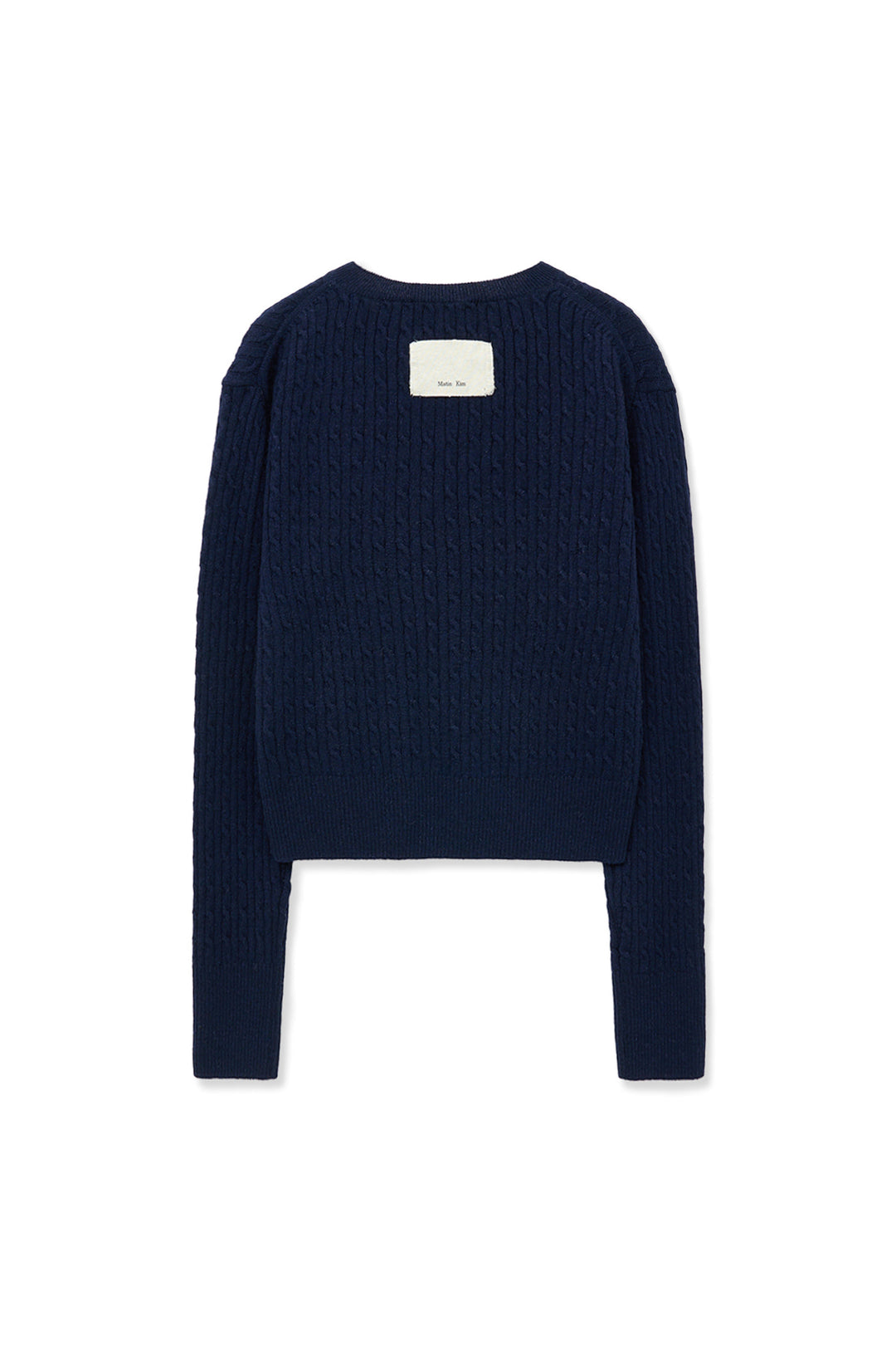 Matin Kim Shiny Cable Pullover — Navy blue