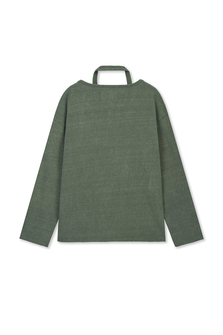 Matin Kim Vintage Graphic Layered Top — Khaki
