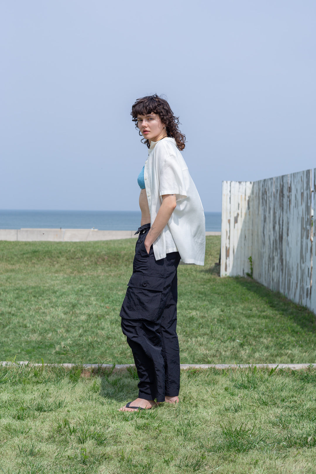 Matin Kim String Nylon Cargo Pants — Black