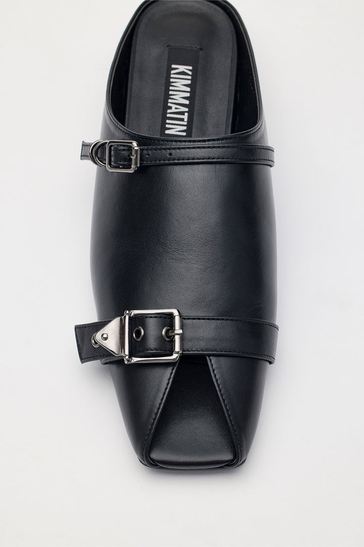 KIMMATIN Open Toe Strap Mule — Black