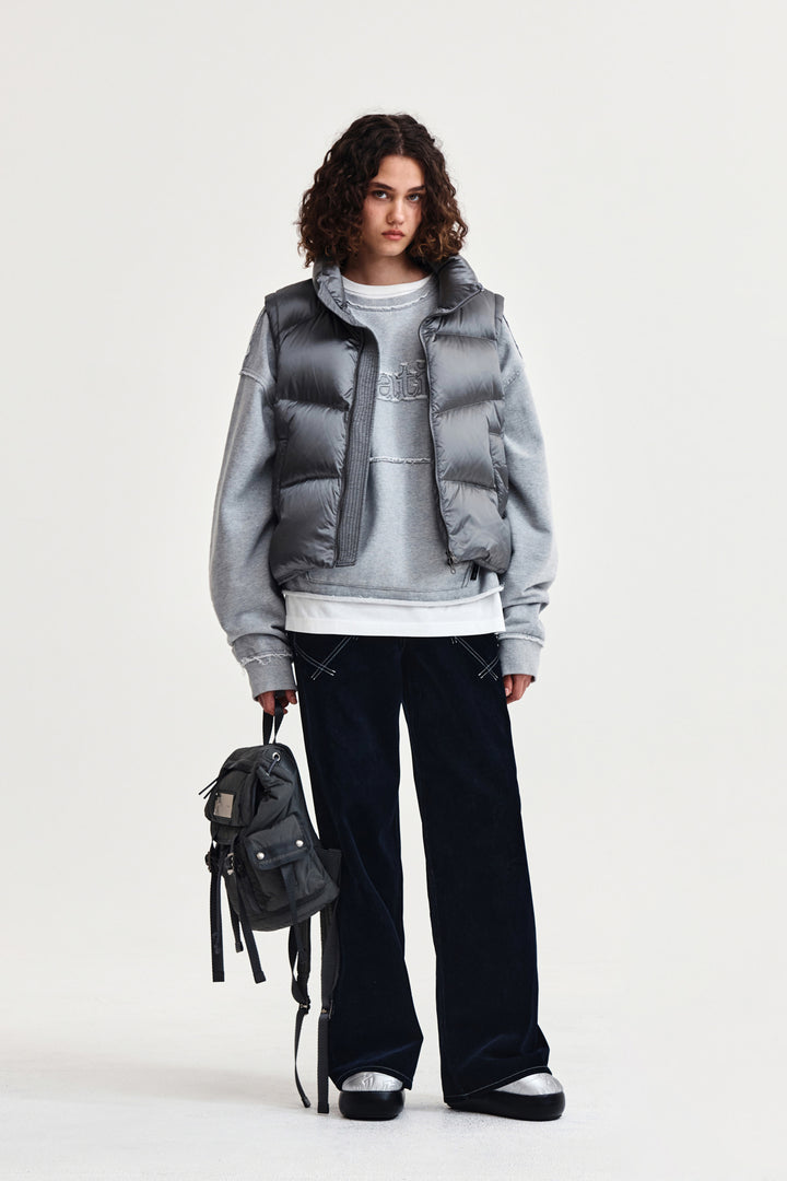 Matin Kim Unbalance Quilted Down Vest — Gray