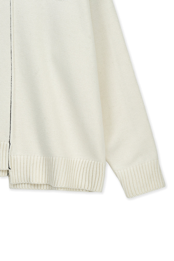 Matin Kim Asymmetric Logo Knit Pullover — Ivory