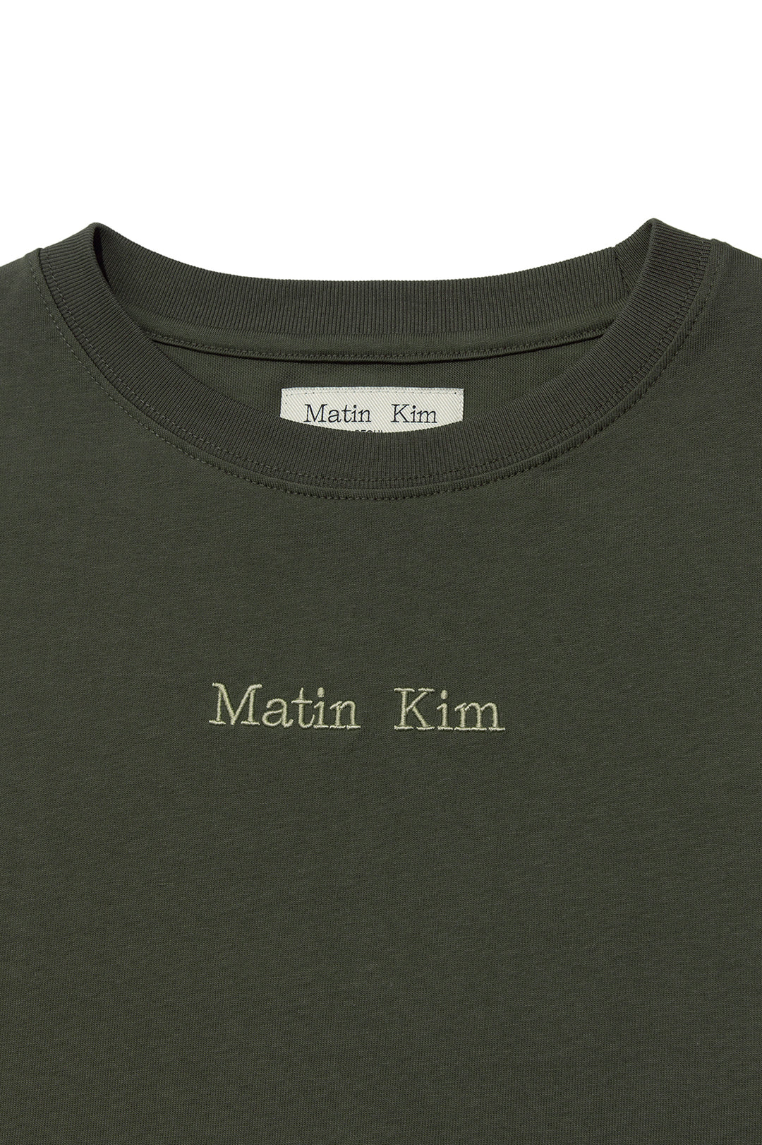 Matin Kim Embroidery Small Logo Oversize Top — Khaki