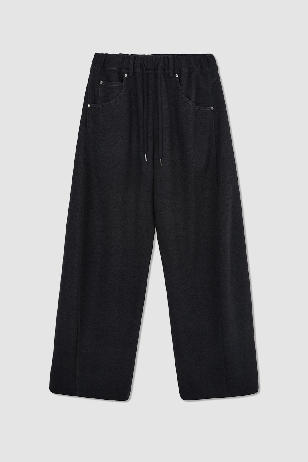 KIMMATIN Blended Wool Curved Banding Pants — Charcoal
