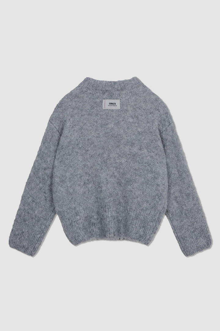 KIMMATIN Volume Neck Boucle Pullover — Gray