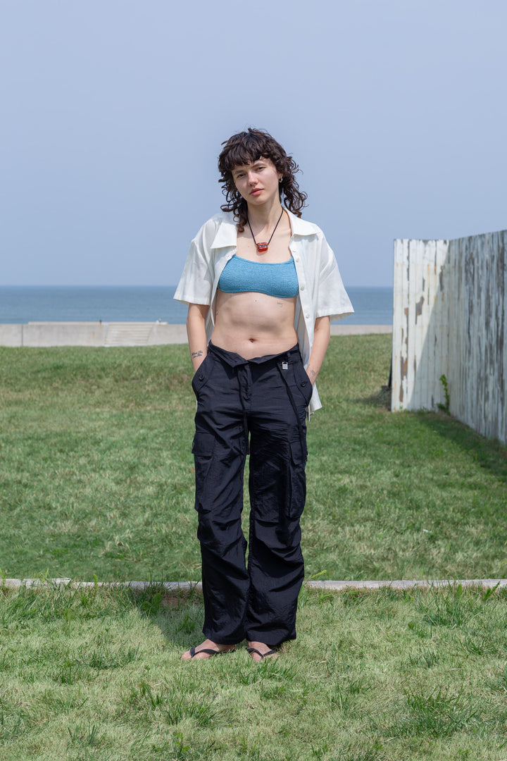 Matin Kim String Nylon Cargo Pants — Black