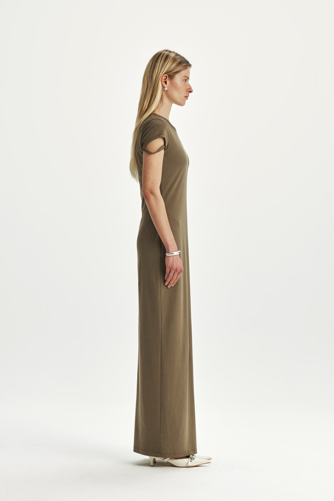 KIMMATIN Strap Point Maxi Dress — Khaki