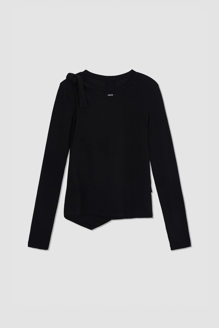KIMMATIN Twist Strap Long Sleeve Top — Black