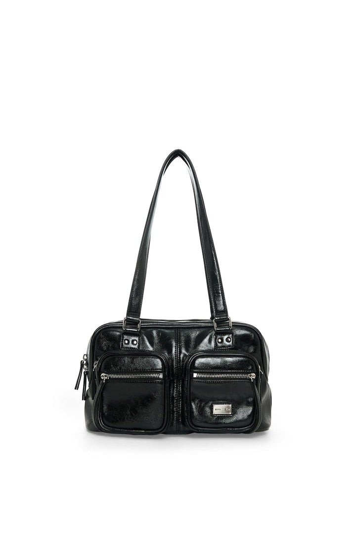 Matin Kim Double Pocket Brick Shoulder Bag — Black