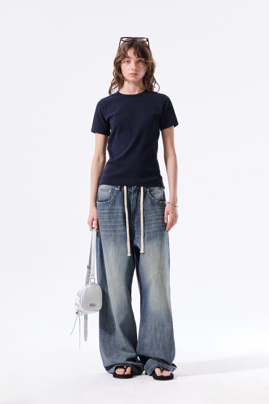 Matin Kim Stud Point Denim Pants — Blue