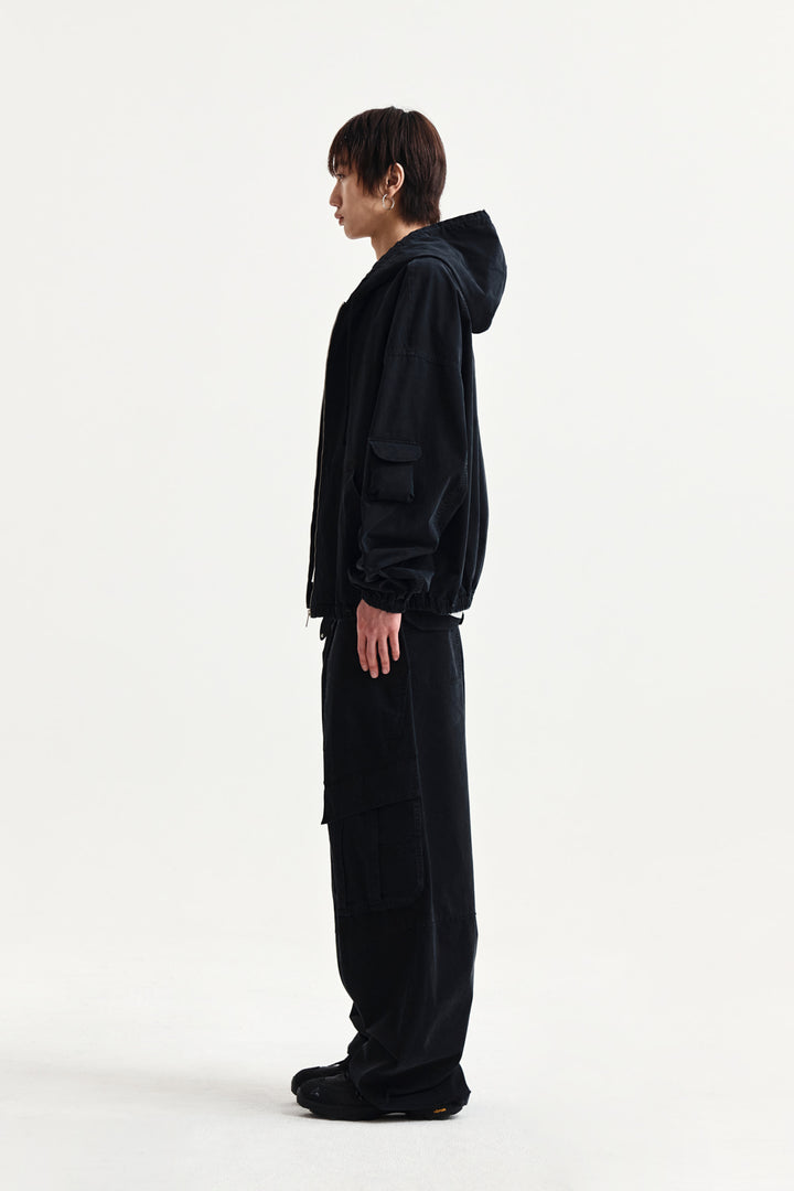 Matin Kim Washed Cotton Zip Hoodie — Black