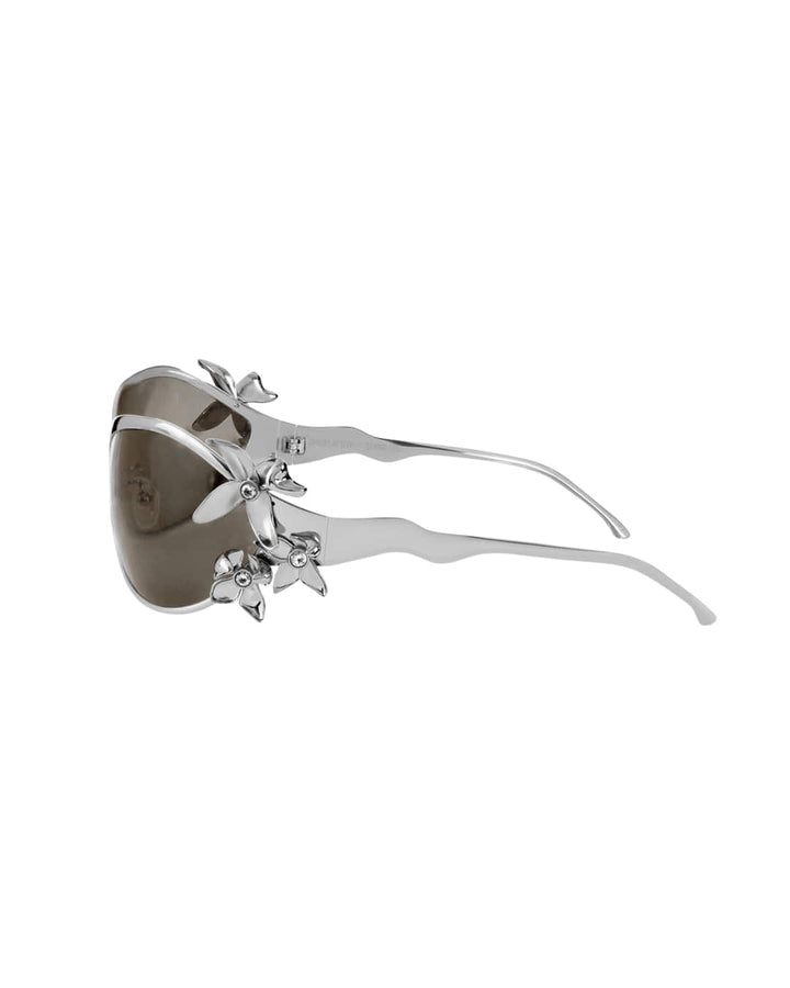 Stand Oil Flora Sunglasses — Round Goggle Frame — Silver