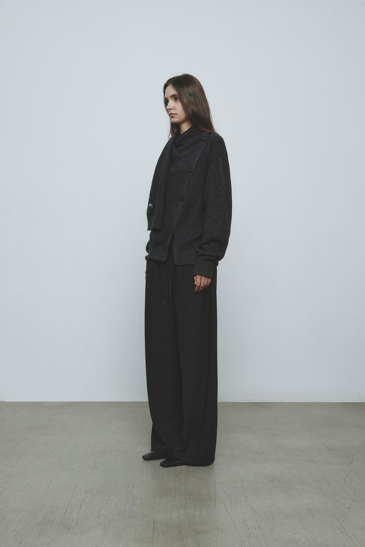 KIMMATIN Muffler Cardigan — Charcoal