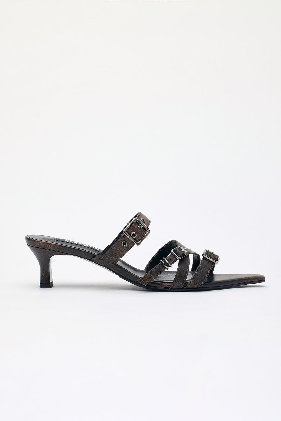KIMMATIN Buckle Strap Sandal Heels — Brown