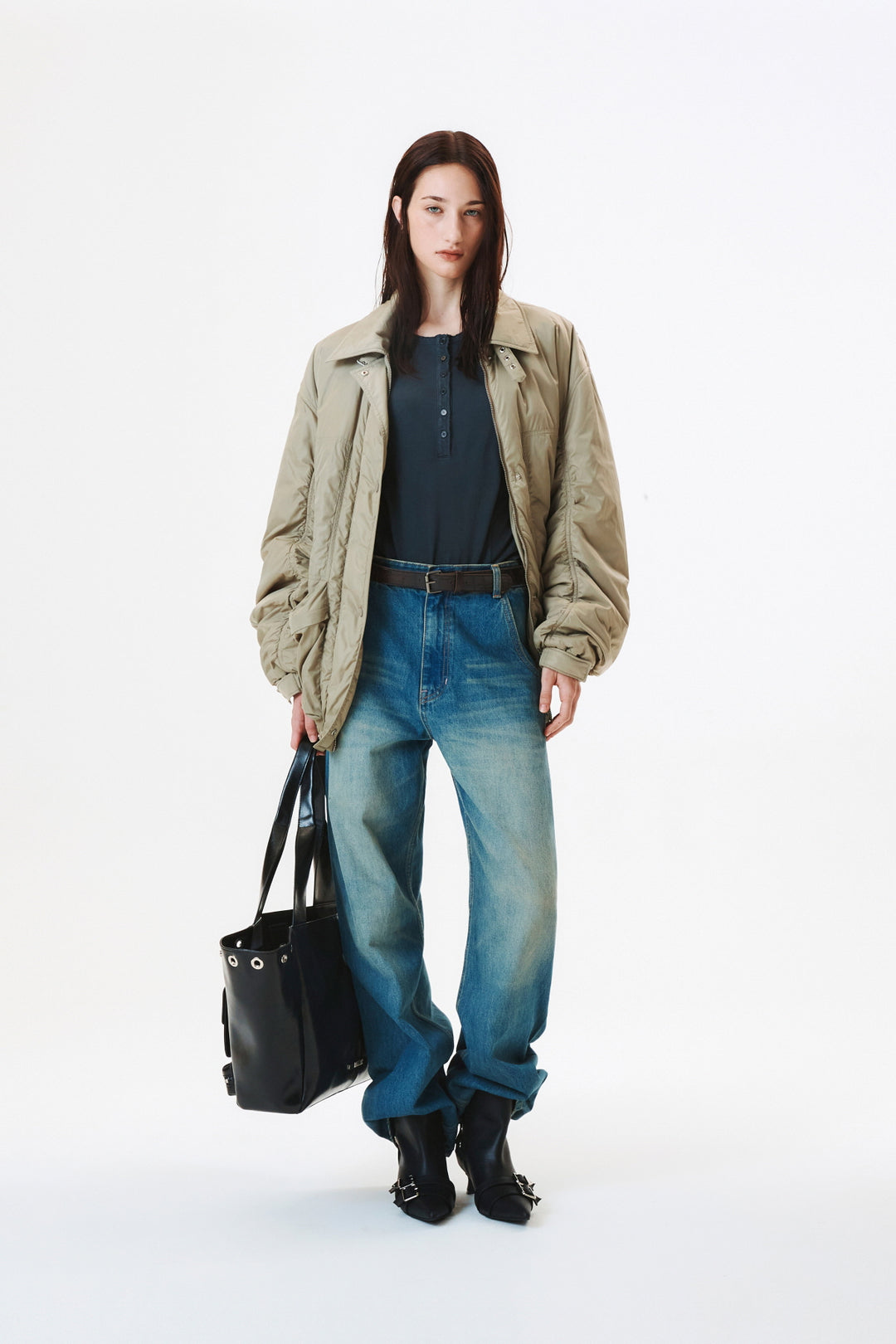 KIMMATIN Padded Nylon Work Jumper in Light — Khaki