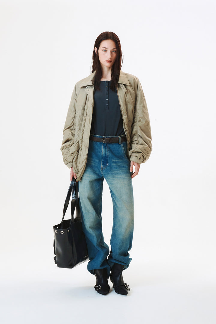 KIMMATIN Padded Nylon Work Jumper in Light — Khaki