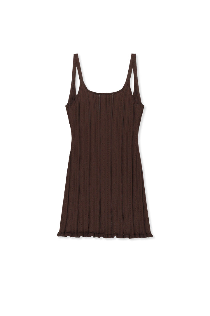 Matin Kim Open Back Ribbed Knit Dress — Brown